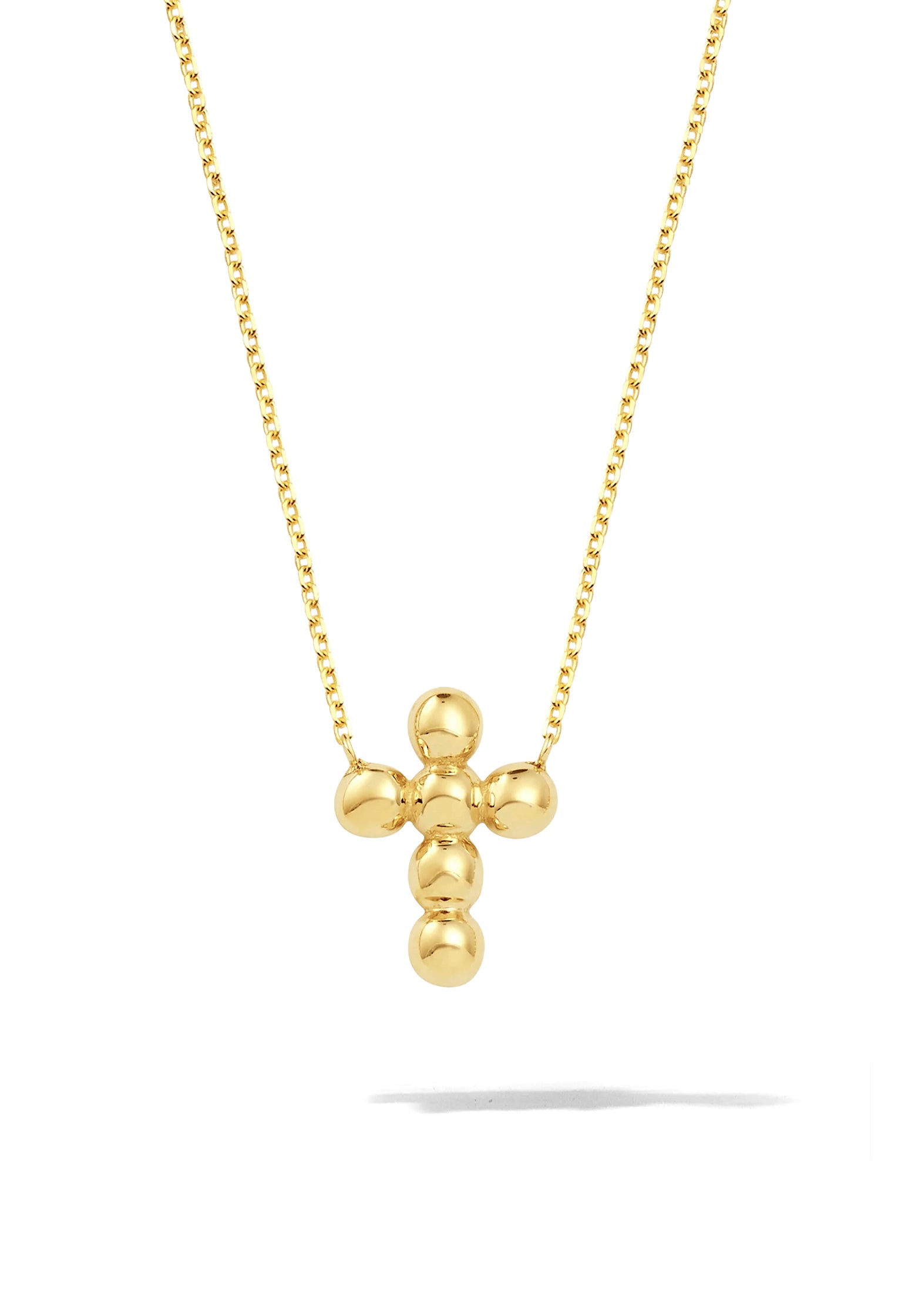 Bubble Cross Necklace | 14K Solid Gold