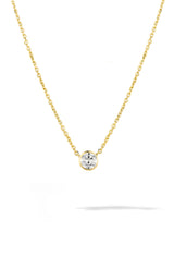 Diamond Bezel Solitaire Necklace | 14K Solid Gold