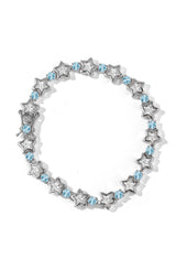 Aquamarine Bezel Star Tennis Bracelet