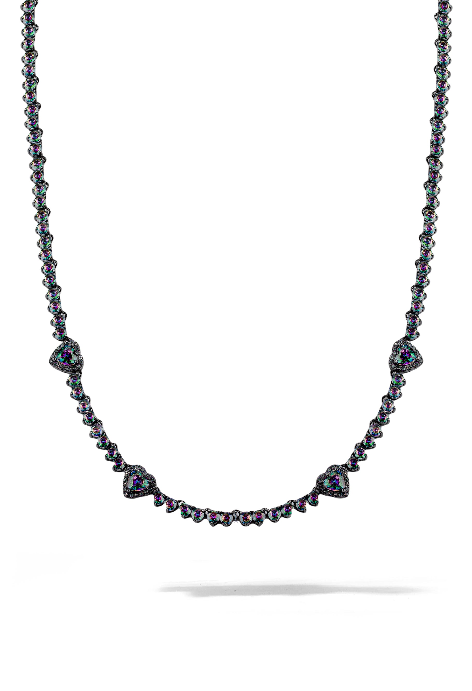 Mystic Topaz Heart Tennis Necklace