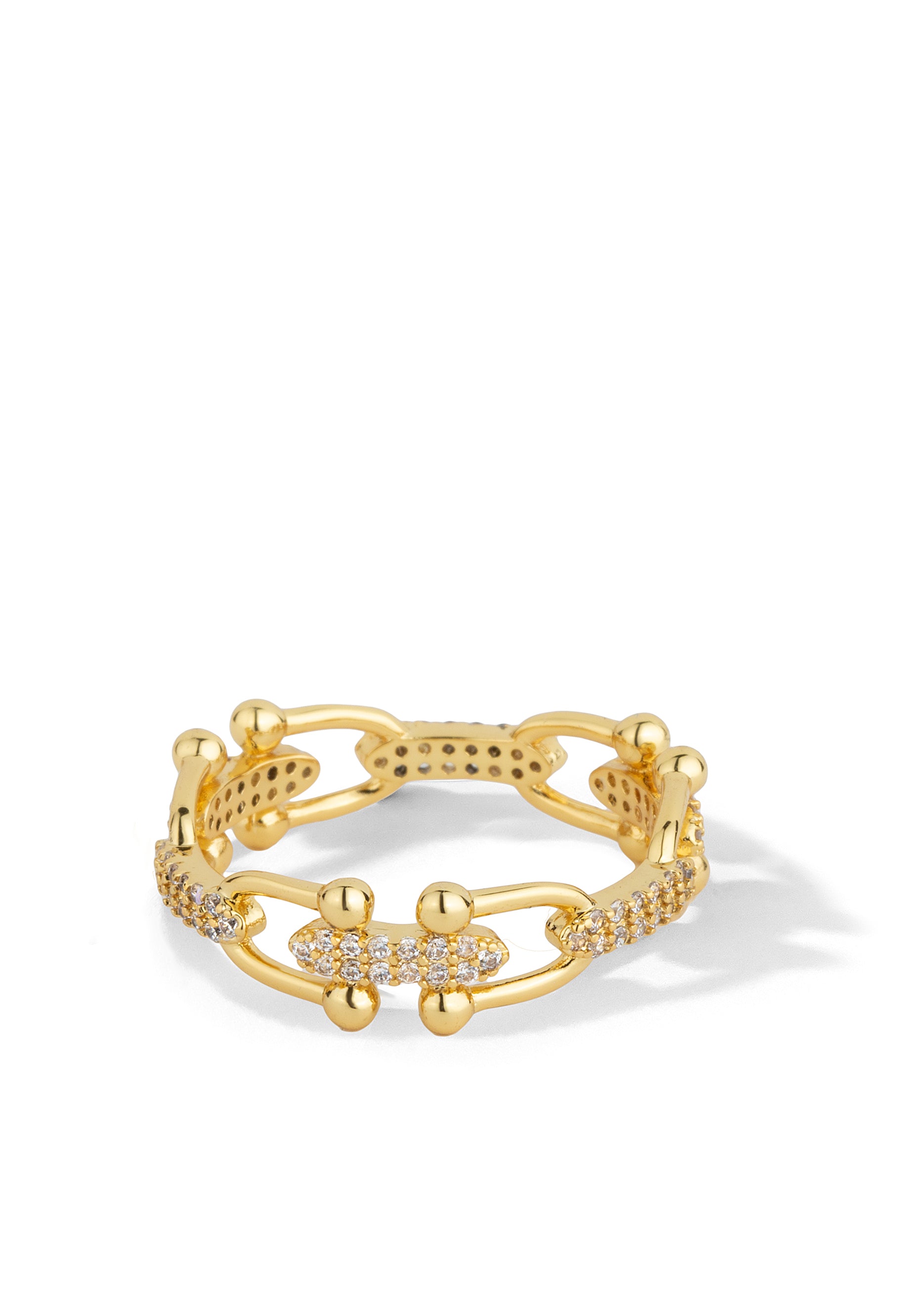 Gold Horsebit Ring with White Crystals Horsebit by Oomiay Oomiay Jewelry