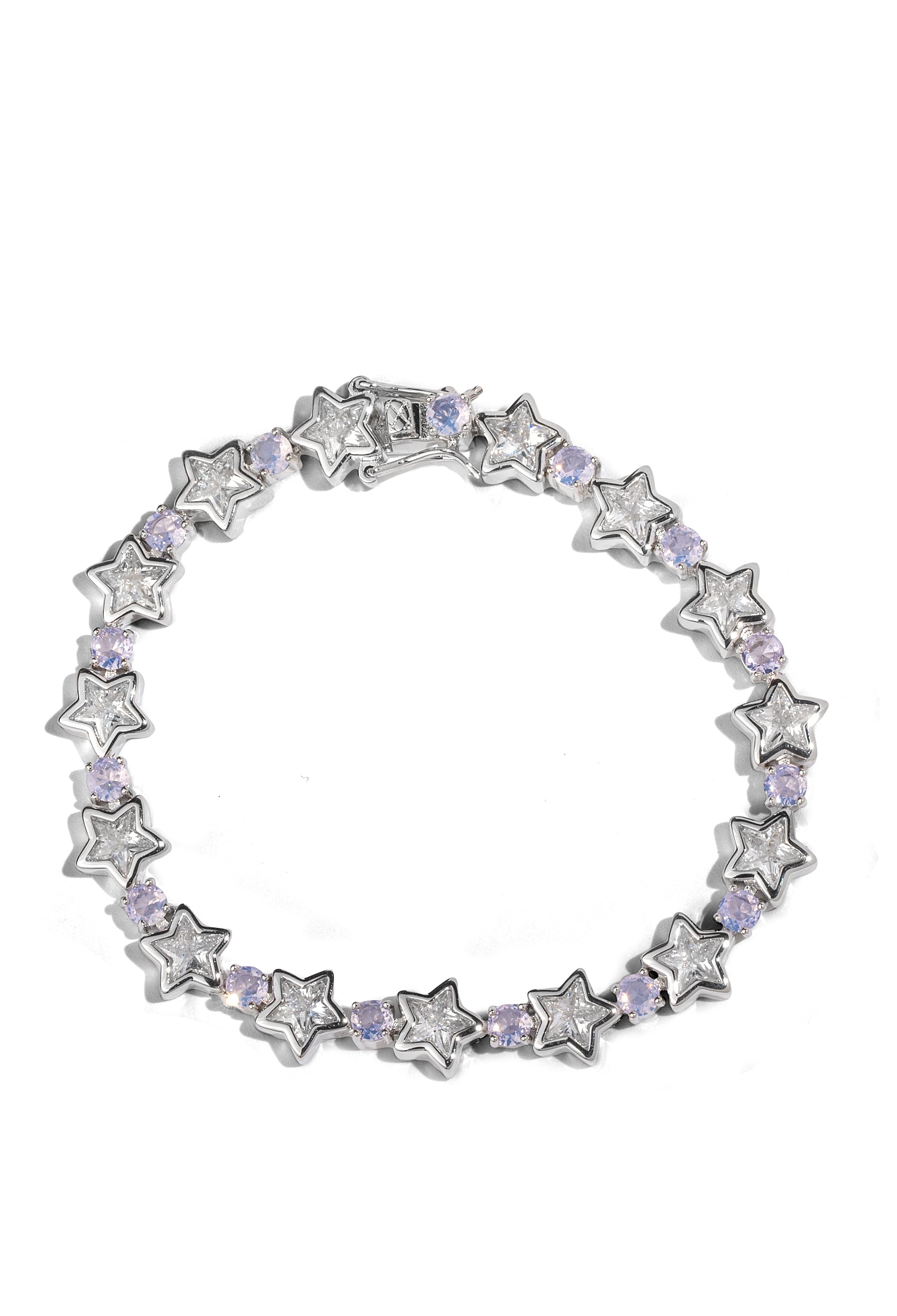 Silver Lilac Moonstone Bezel Star Tennis Bracelet