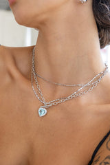 Silver Heart Toggle Chain Necklace