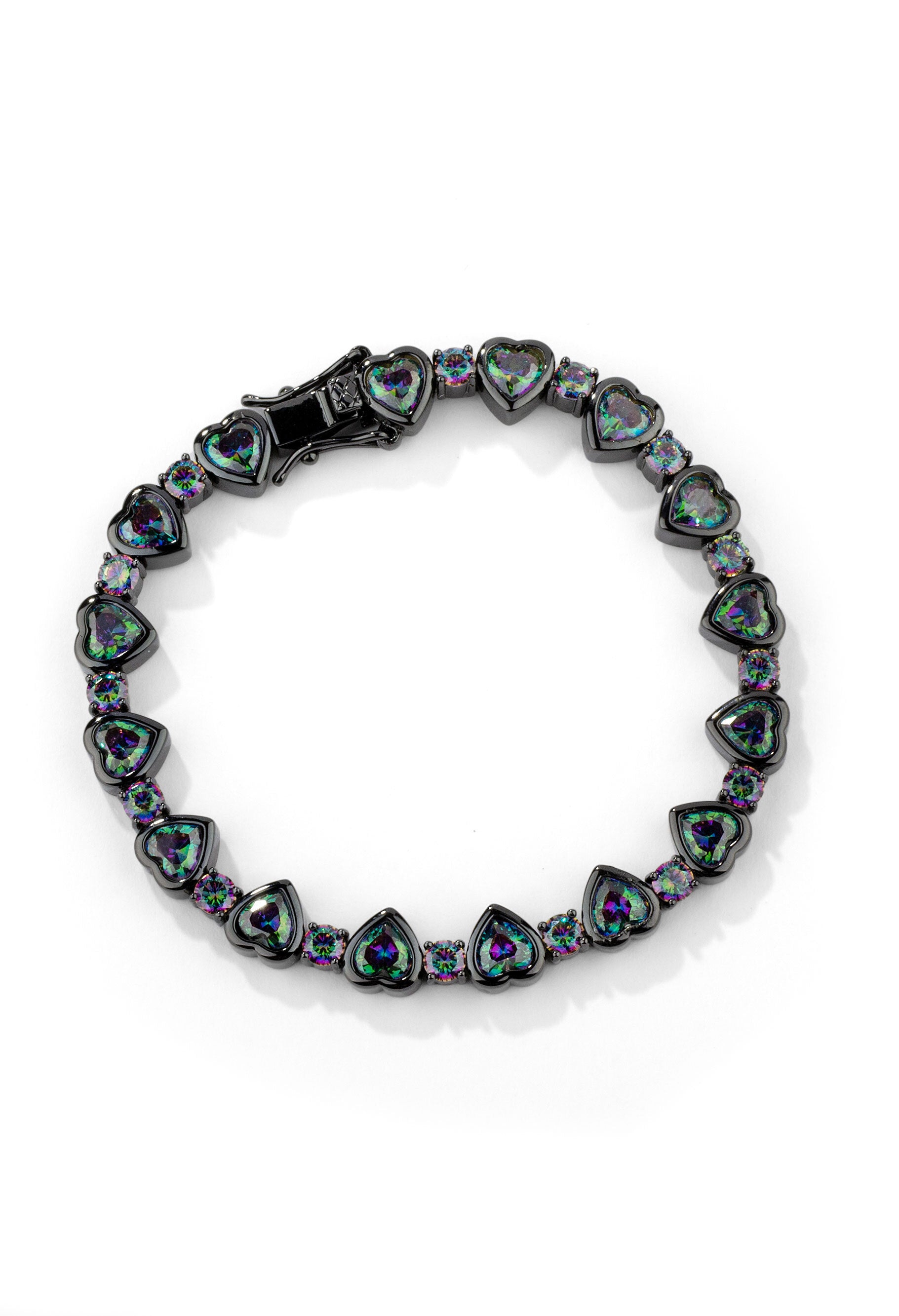 Heart Tennis Bracelet - Black Gold