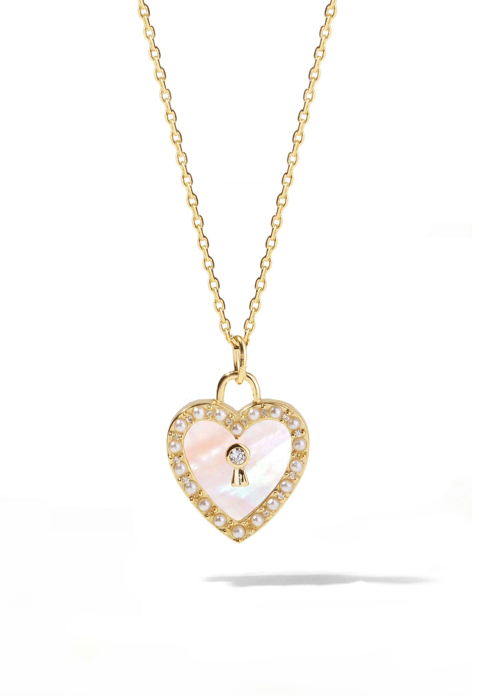 Sterling Silver Heart Padlock Pendant Paper link Chain Necklace | H.Samuel