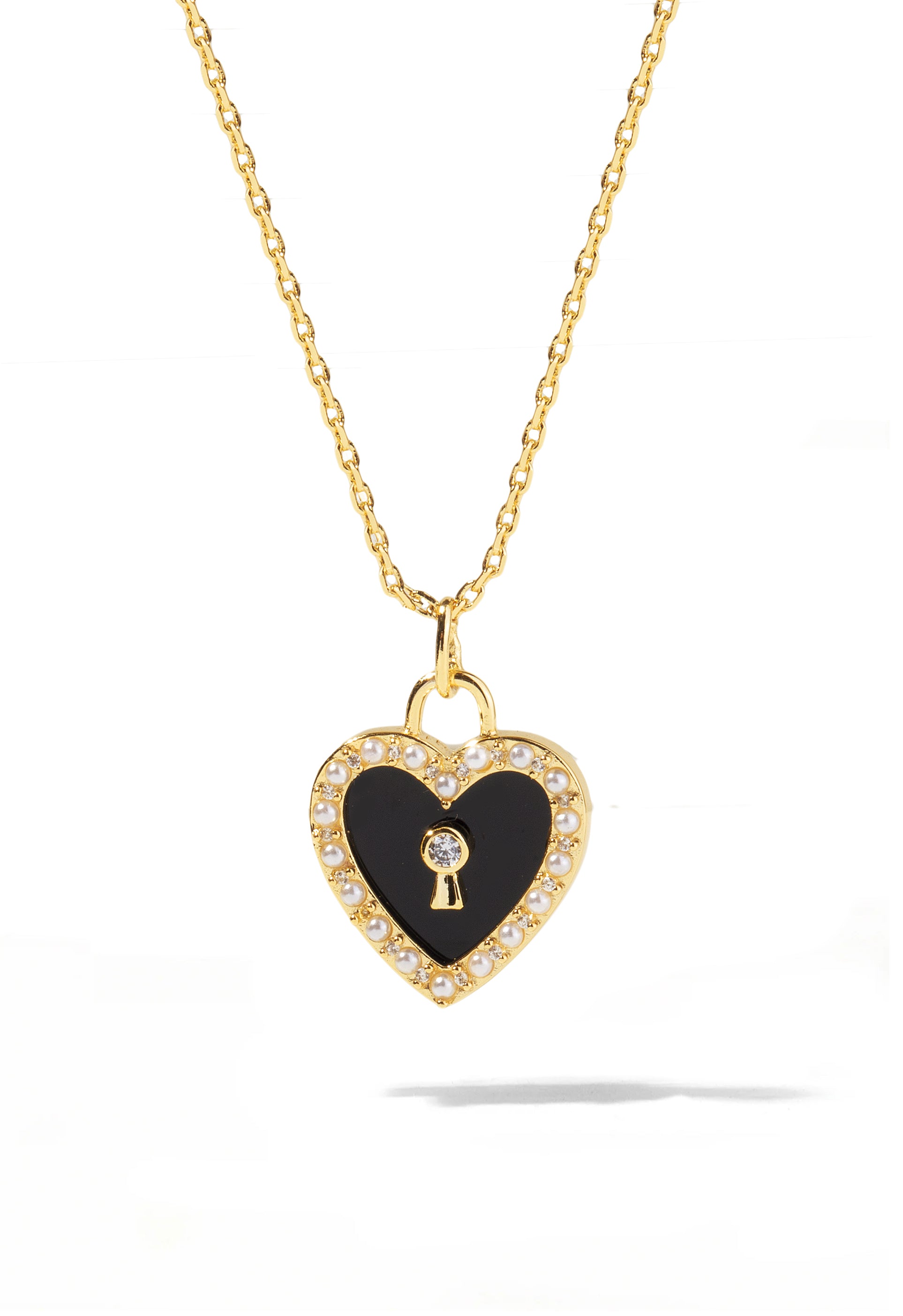 diamond heart lock necklace - ela rae