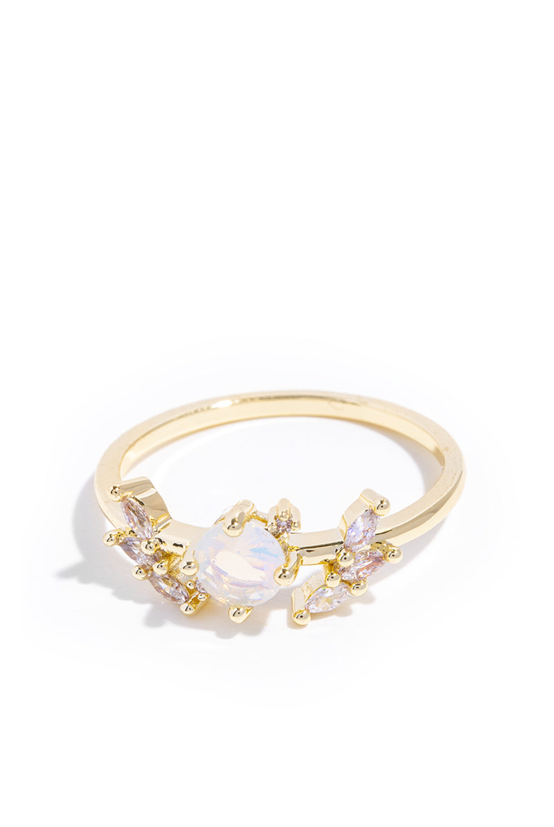 Gold Band Ring Featuring a Petite Moonstone Crystals | Heirloom by ...